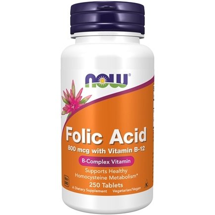 Ácido Fólico, Vitamina B-9, 800 mcg, 250 Comprimidos, Now