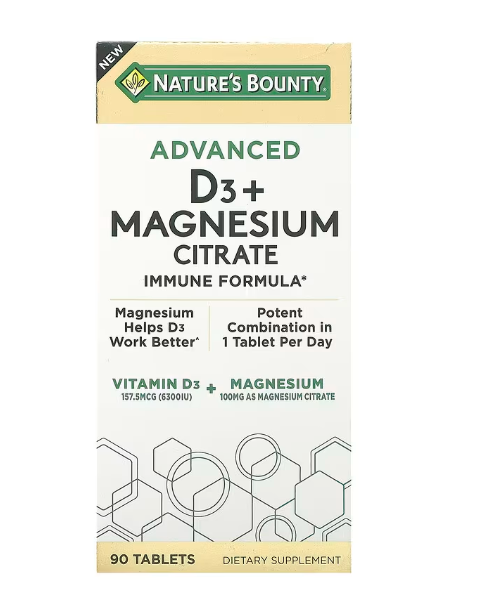 Advanced D3 + Citrato de Magnésio, 90 Comprimidos, Nature's Bounty