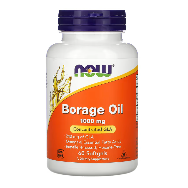 Borage Oil (Óleo de Borragem), 1000mg, 60 Cápsulas, Now