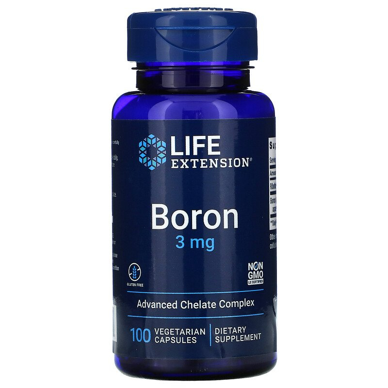 Boro, Boron, atividade hormonal saudável, 3mg, 100 Cápsulas, Life Extension