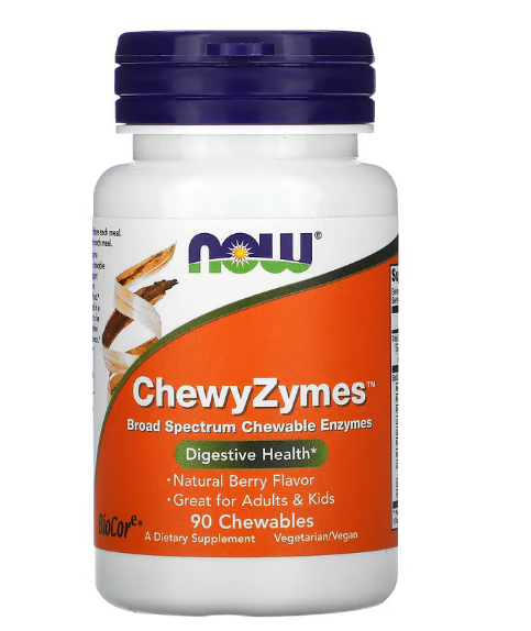 ChewyZymes, 90 Comprimidos Mastigáveis Sabor Natural de Amora, Now