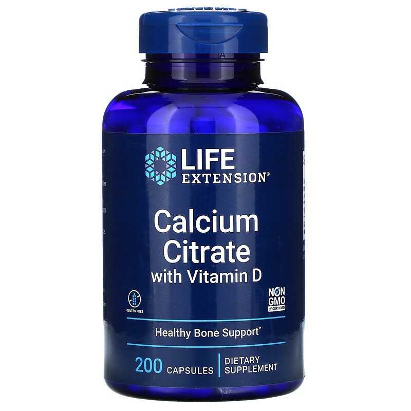 Citrato de Cálcio com Vitamina D, 200 Cápsulas, Life Extension