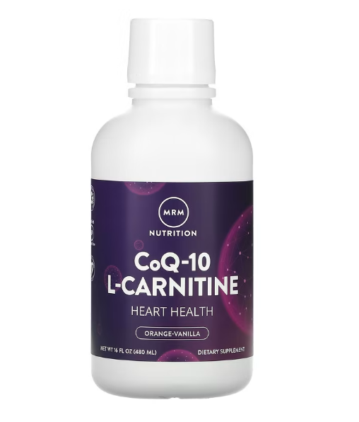 Coenzima CoQ10 100mg e L-Carnitina Líquida, Sabor Laranja e Baunilha, 480ml, MRM