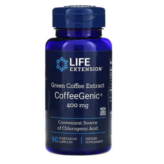 CoffeeGenic, Extrato de Café Verde, 400 mg, 90 Cápsulas, Life Extension