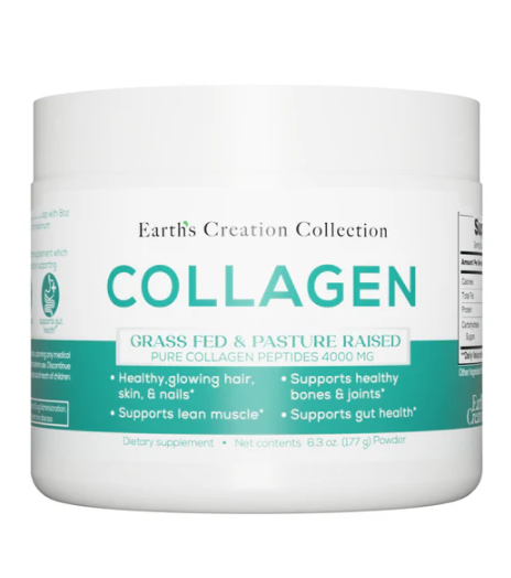 Colágeno, 4000mg, Peptídeos de colágeno hidrolisado puro, 177g, Earth´s Creation