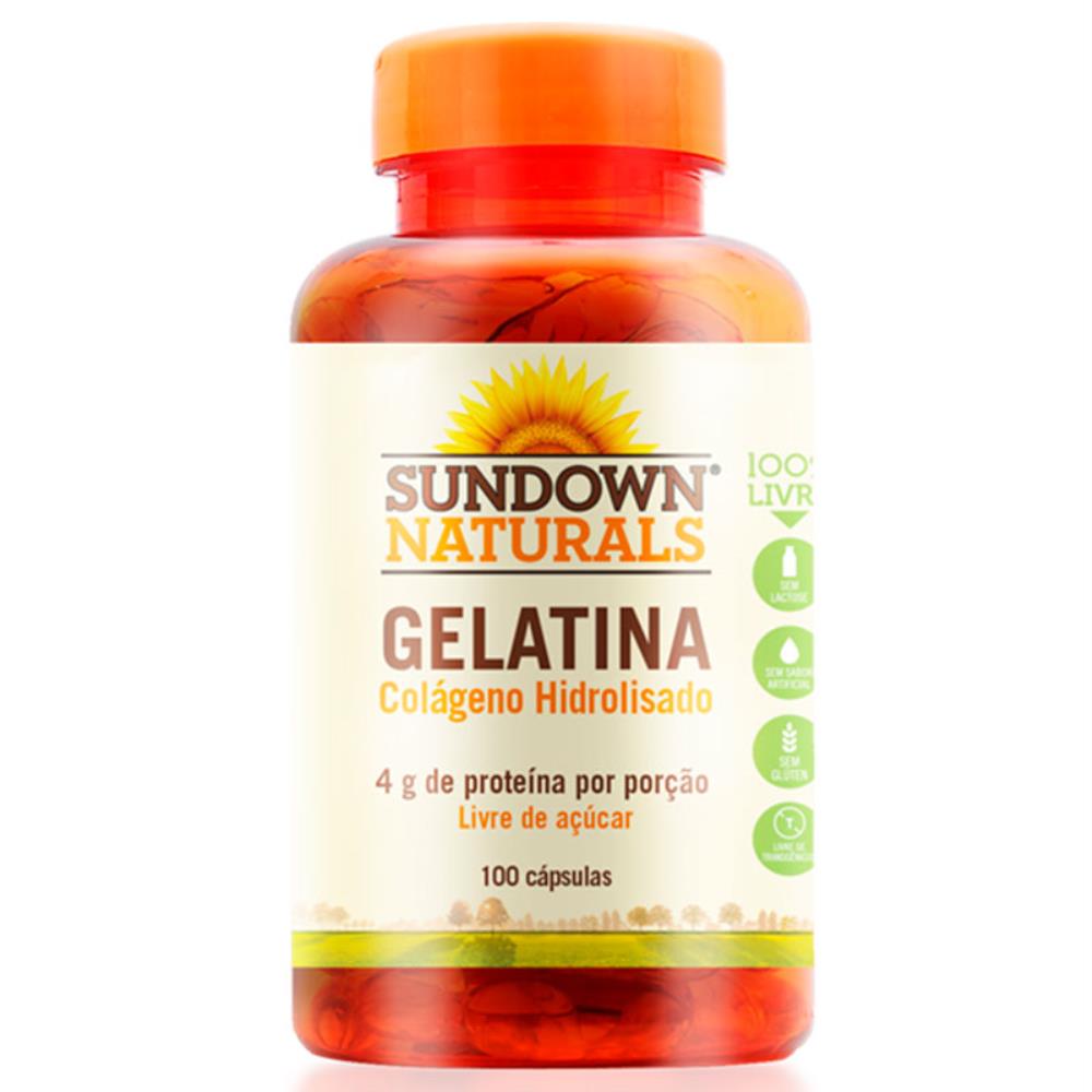 Colágeno Hidrolisado, Gelatina, 4g de proteína, 100 cápsulas, Sundown
