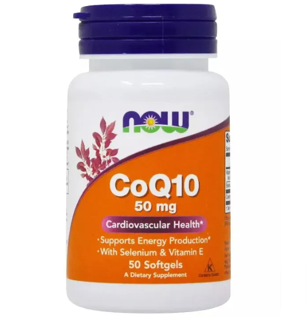 Coenzima CoQ10 com Vitamina E, 50mg, 50 Cápsulas, Now