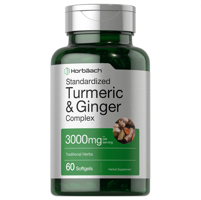 Cúrcuma, Gengibre e pimenta negra, (turmeric & ginger) 3000MG, 60 capsulas, Horbaach