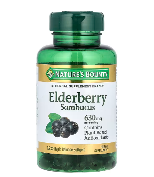 Elderberry, Sabugueiro Sambucus 630mg, 120 Cápsulas, Nature's Bounty