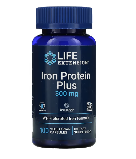 Ferro Protein Plus, 300mg, 100 Cápsulas, Life Extension