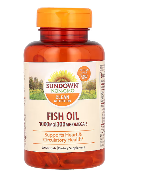 Fish Oil, Óleo de Peixe, 1000mg, 72 Cápsulas, Sundown
