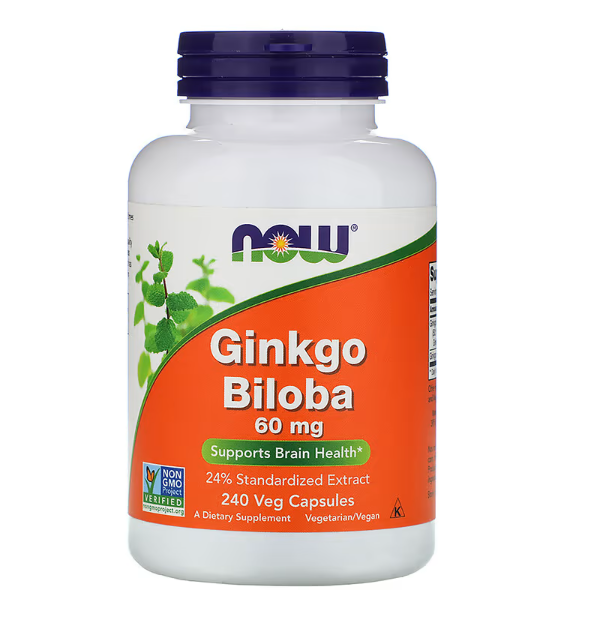 Ginkgo Biloba, 60 mg, 240 Cápsulas, Now