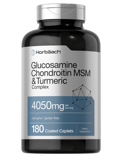 Glucosamina e condroitina com MSM, Cúrcuma e Boswellia, 4050mg, 180 Cápsulas, Horbaach