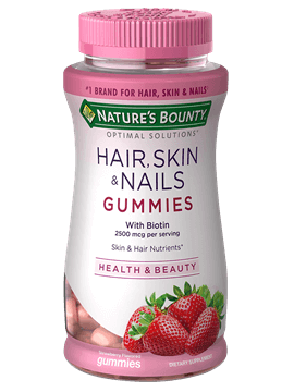 Hair Skin and Nails, Cabelo, pele e unha, 2500mcg, 80 gomas, Natures Bounty