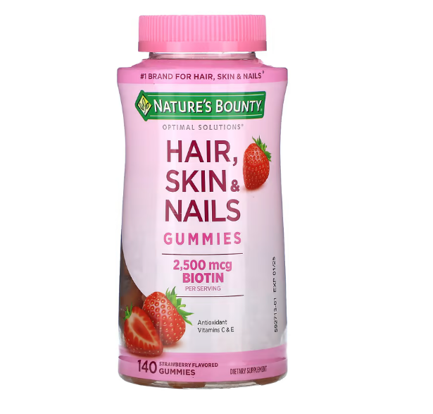 Hair, Skin, Nail (cabelo, pele e unha) 2500mcg, 140 Gomas, Natures Bounty
