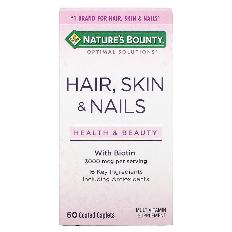 Hair, Skin, Nail (cabelo, pele e unha) 3000mcg, 60 capsulas Natures Bounty