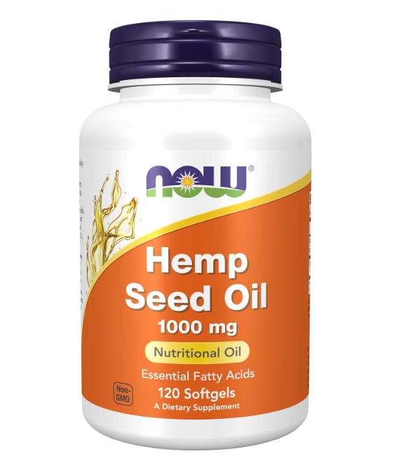 Hemp Seed Oil, Óleo de Semente de Cânhamo 1000mg, 120 Cápsulas, Now