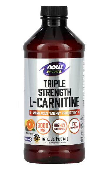 L-Carnitina Líquida Triple Strength, 3000mg, 473ml Sabor Cítrico, Now