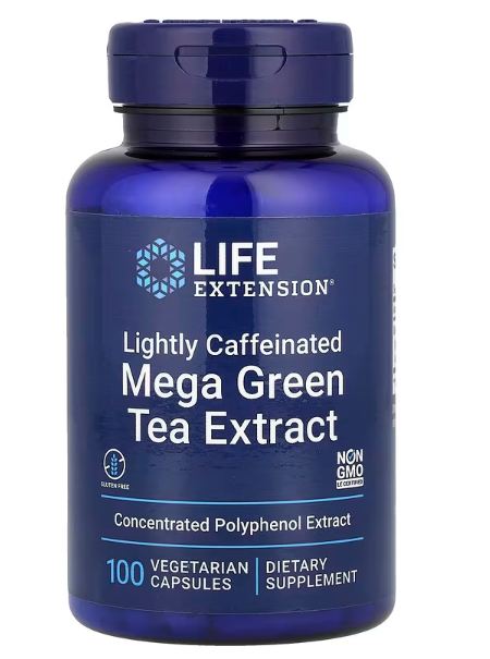 Mega Green Tea, Extrato de chá Verde Mega, levemente Cafeinado, 725mg, 100 Cápsulas, Life Extension