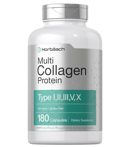 Multi Collagen Protein 2000mg, Tipos I, II, III, V, X, 180 Cápsulas, Horbaach