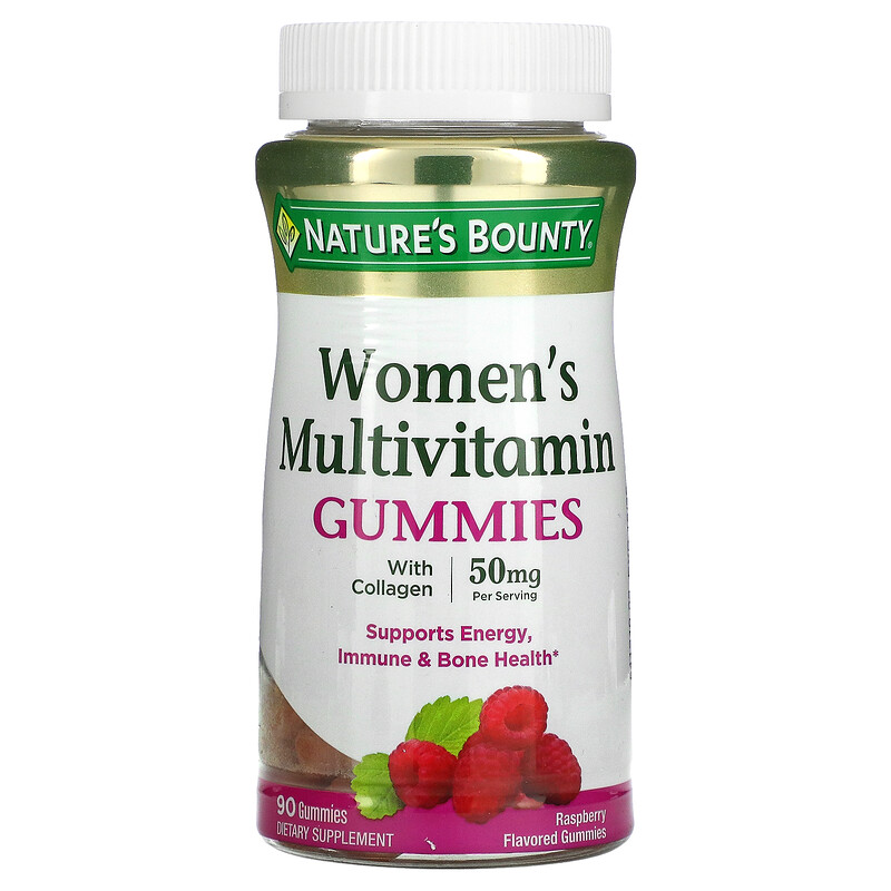 Multivitamínicas para Mulheres, 25mg, 90 Gomas Sabor de Framboesa, Nature's Bounty