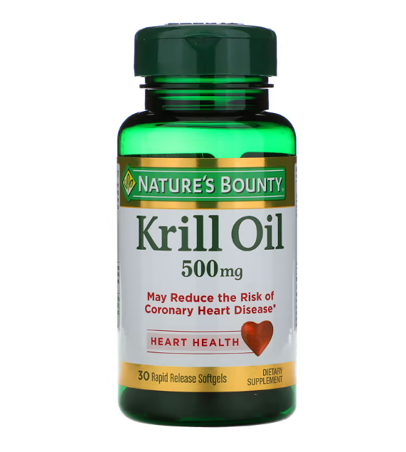 Óleo de Krill, 500 mg, 30 Cápsulas Softgel de Liberação Rápida, Nature's Bounty