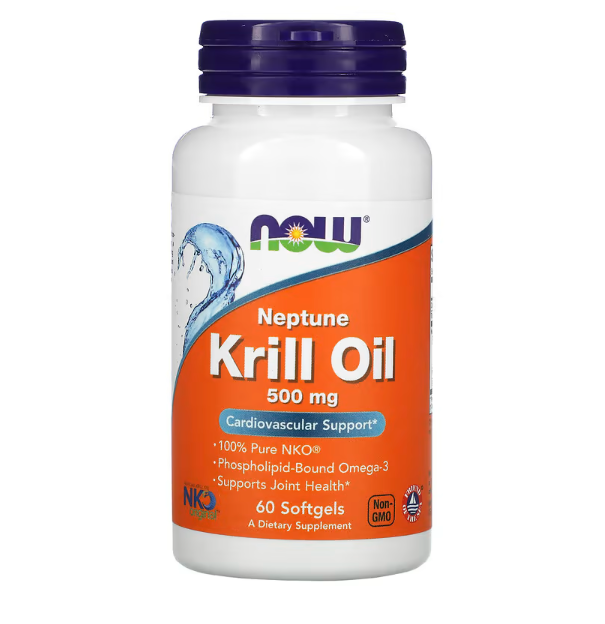 Óleo de Krill Neptune, 500 mg, 60 Cápsulas Softgel, Now