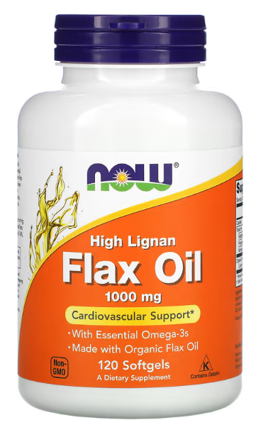 Óleo de Linhaça com Alto Teor de Lignana, 1.000 mg, 120 Cápsulas - Now Foods