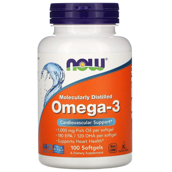 Ômega-3, 1000mg, 180 EPA/120 DHA, 100 Cápsulas, Now
