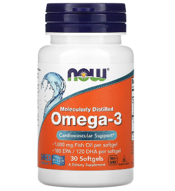 Ômega-3, 1.000mg, 180 EPA/120 DHA, 30 Cápsulas, Now