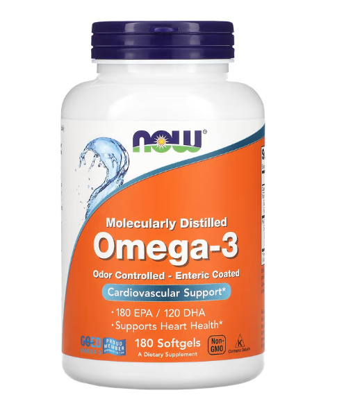 Ômega-3, EPA 180 DHA 120 , 180 Cápsulas, Now