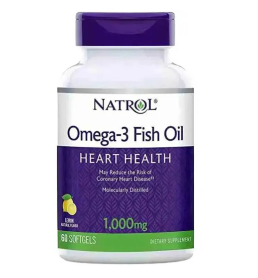 Ômega 3, Sabor Natural de Limão, 1000mg, 60 Cápsulas. Natrol