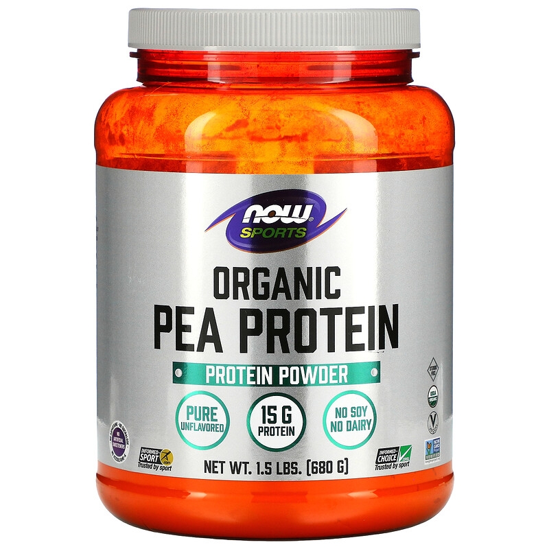 Organic Pea Protein (Proteína de Ervilha Orgânica), Sem Sabor, Vegano, 680g, Now