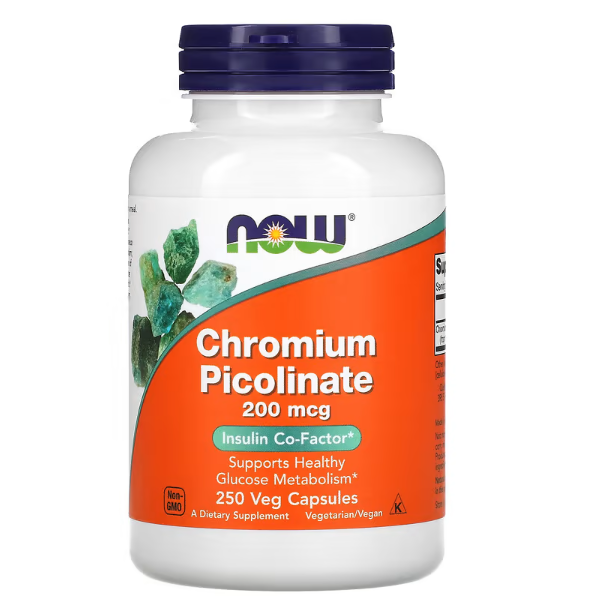 Picolinato de Cromo, 200 mcg, 250 Cápsulas, Now