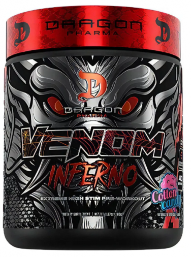 Pré treino, Venom Inferno, 280g, Sabor Algodão doce, Dragon Pharma
