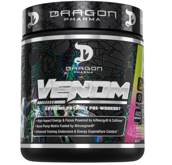 Pré Treino Venom, Sabor Melancia, 40 porções, Dragon Pharma