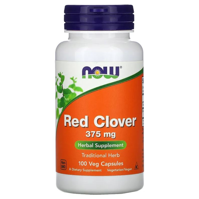 Red Clover, Trevo Vermelho, 375 mg, 100 Cápsulas, Now