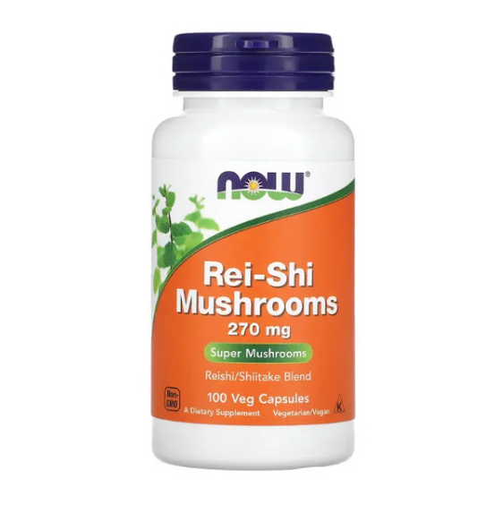 Rei-Shi Mushrooms (Cogumelos Reishi), 270mg, 100 Cápsulas, Now