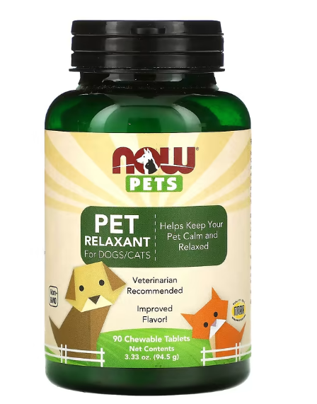 Relaxante para animais, Cães/Gatos, 90 Comprimidos Mastigáveis, Now Pets