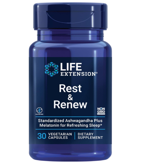 Rest & Renew, Para uma Noite de Sono Revigorante, com Melatonina 1.5mg, 30 Cápsulas, Life Extension