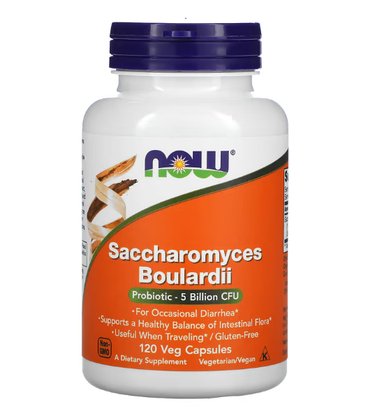 Saccharomyces Boulardii, Levedura Probiótica 5 Bilhões de UFC, 120 Cápsulas, Now