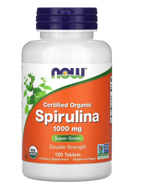 Spirulina Orgânica Dosagem dupla, 1000mg, 120 Comprimidos - Now Foods