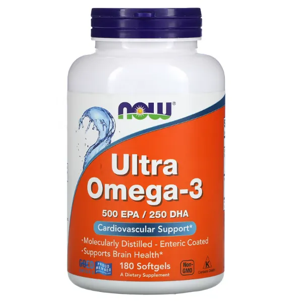 Ultra Ômega 3, 1000mg, 500 EPA 250 DHA 180 Cápsulas, Now