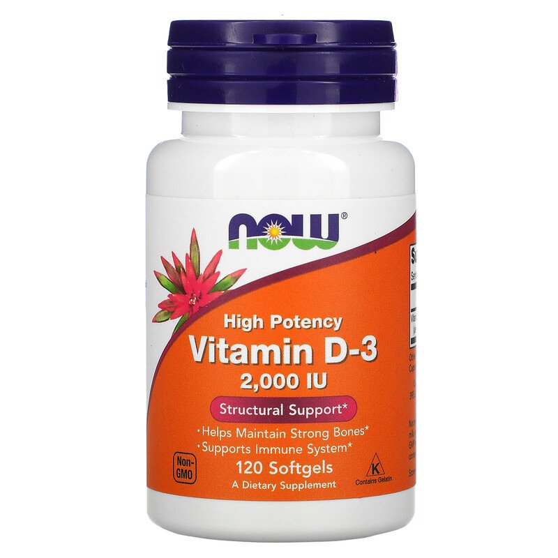 Vitamin D3 2000 IU, 120 Softgels, Now