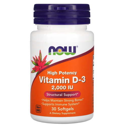 Vitamin D3 2,000 I, 30 Cápsulas em Gel, Now