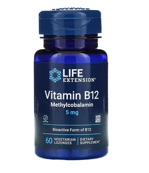 Vitamina B12 Metilcobalamina, 5mg, 60 Pastilhas, Life Extension