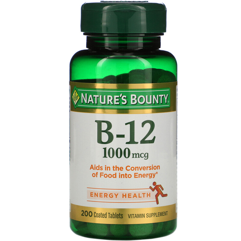 Vitamina B-12, 1.000 mcg, 200 comprimidos revestidos, Nature's Bounty
