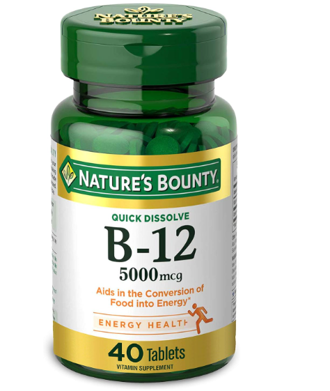 Vitamina B-12, 5000mcg, 40 Comprimidos sublingual, Natures Bounty