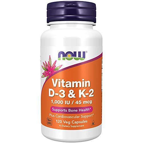 Vitamina D3 1,000 IU & K2 45mcg, 120 capsulas, Now