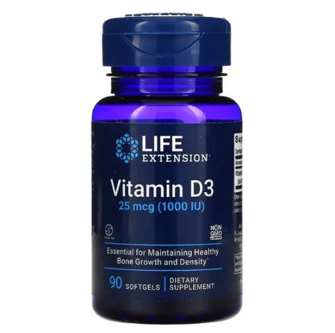 Vitamina D3, 25mcg, 1,000 IU, 90 Softgels, Life Extension